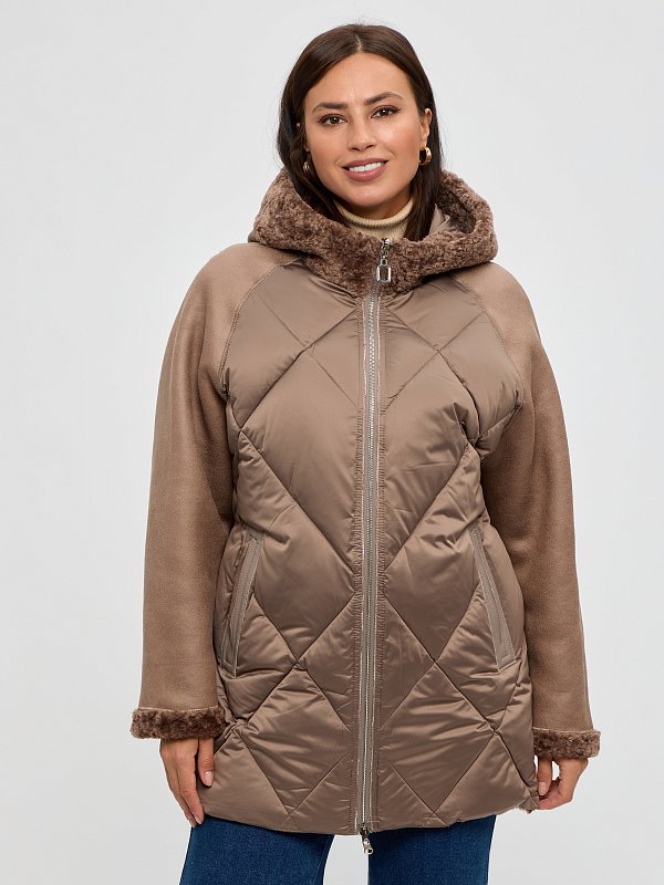 DA8201 Куртка женская с капюшоном (капучино)